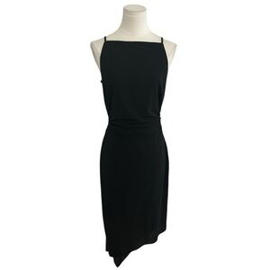 DAVID MEISTER‎ Black Midi Dress Asymmetric Size 8 Sleeveless Holiday Party VTG